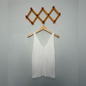 Rodier French Women’s Ribbed Knit Basic Tank Top White SZ 42 NWT Summer Shirt